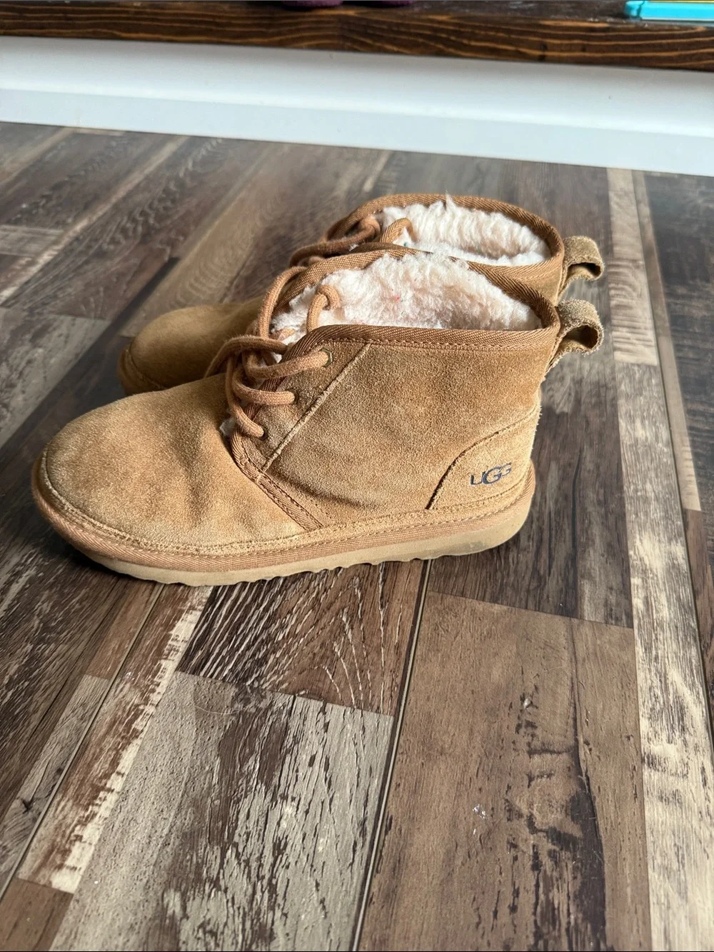 UGG Chestnut Suede Shearling Lace-Up Ankle Boot